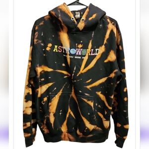 Travis Scott Astroworld "Wish You Were Here" 2018 Tour Tie Dye Black Hoodie Med